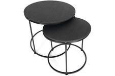 Fitz Living Salontafel Set - 2 Ronde Tafels - Inschuifbaar - Zwart