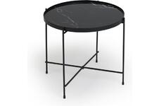 Lifa Living ronde bijzettafel - marmerlook - zwart - 38x50 cm