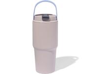 HEMA Drinkbeker met rietje 600ml rvs grijs