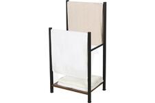 Niceey Handdoekrek - 2 Armen met Opberg Plank - Metaal - Hout - Zwart
